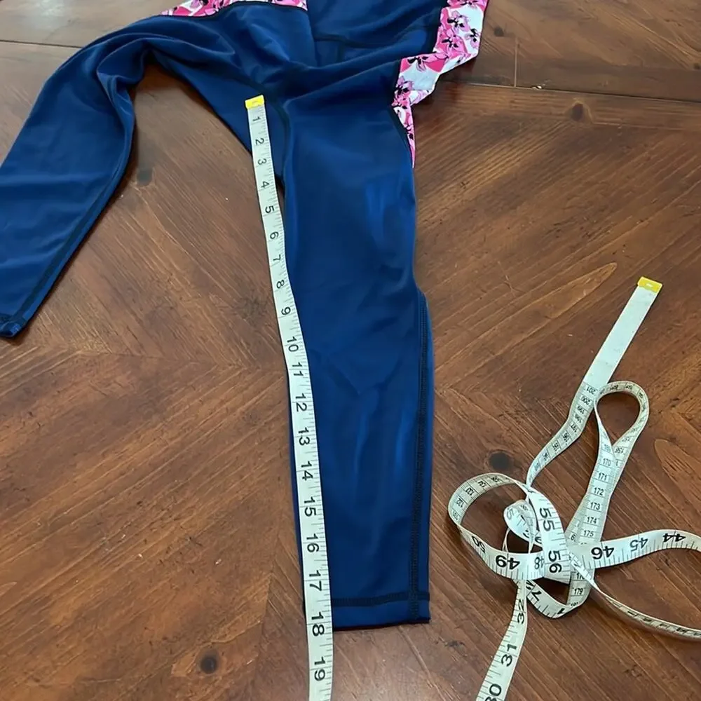 M2C Kids  size M (4) Navy Blue with Tropical Floral Print Full Body swimwear